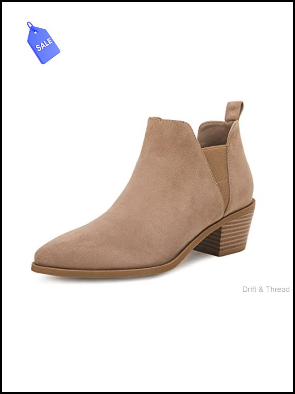 Pointed Toe Chunky Heel Booties Faux Suede Ankle Boots